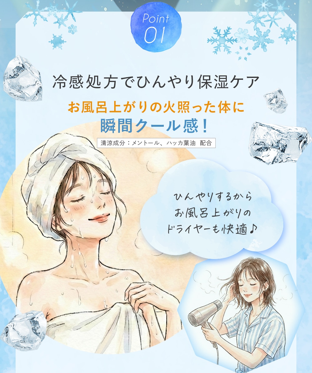 point01:冷感処方でひんやり保湿ケア
