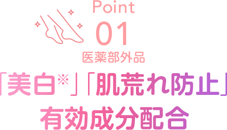 Point01「美白※」「肌荒れ防止」 有効成分配合