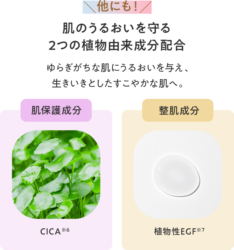 ＼他にも！／肌のうるおいを守る2つの植物由来成分配合
