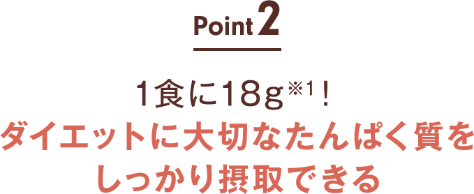 point02:1食に18g※1！ ダイエットに大切なたんぱく質を しっかり摂取できる