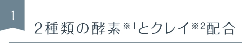 2種類の酵素※1とクレイ※2配合