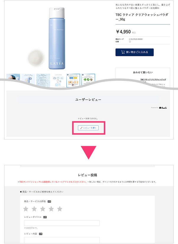 商品ページから投稿する場合