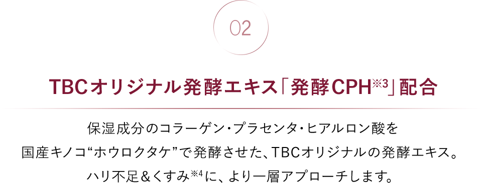 02 TBCオリジナル発酵エキス「発酵CPH※3」配合